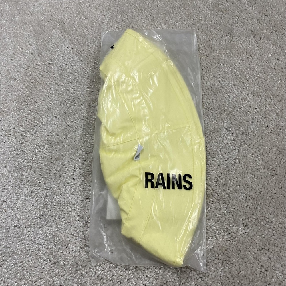RAINS Hat Bucket Unisex One Size Yellow Straw Logo Rain Spring Summer 20010